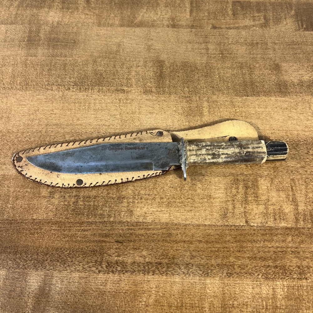 Vintage Sabre 23 Original Bowie Hunting Knife w/ Leather Sheath Japan
